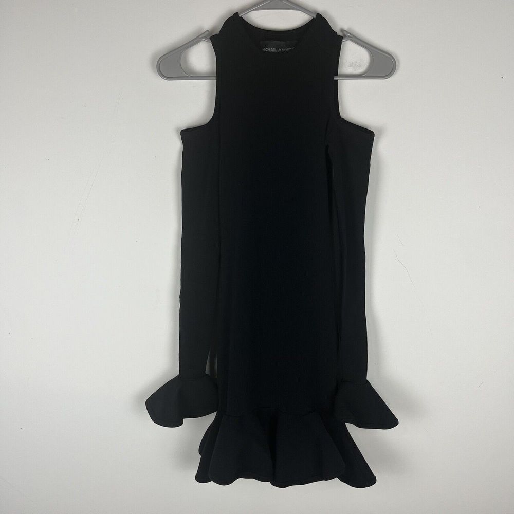 MICHAEL LO SORDO Legion‎ Cold-shoulder Ruffled Stretch-Knit Mini Dress AU…